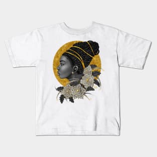 Golden | Beautiful Black Woman Art Kids T-Shirt